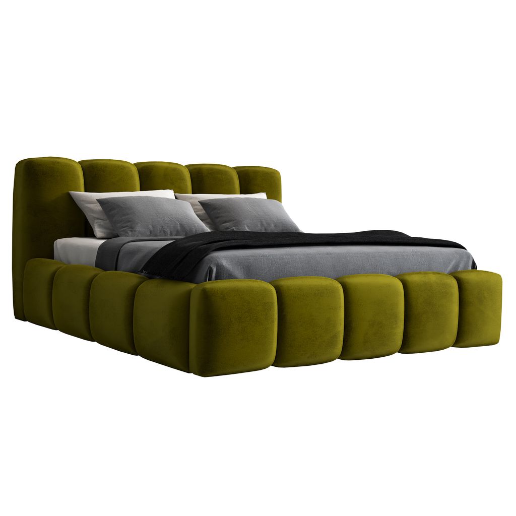 Polsterbett SONIC -OM 180x200 cm mit Bettkasten und Lattenrost. Farbe: Grün
