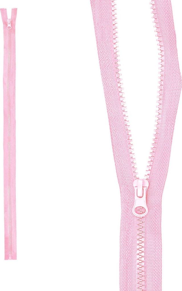 mumbi Reißverschluss teilbar 5mm 60cm Rosa Kunststoff Reißverschlüsse mit Zipper grobe Zähne