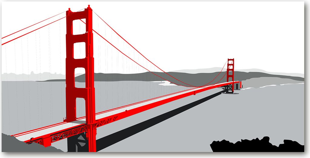 Tulup Leinwandbild - 120x60 cm - Wandkunst - Drucke auf Leinwand - Leinwanddruck - Landschaften - Rot - San Francisco Brücke