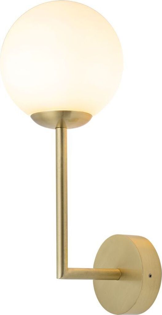 Wandlampe Metall Glas 31,5 cm hoch IP44 in Messing Weiß G9 Kugel Schirm Modern Wandleuchte