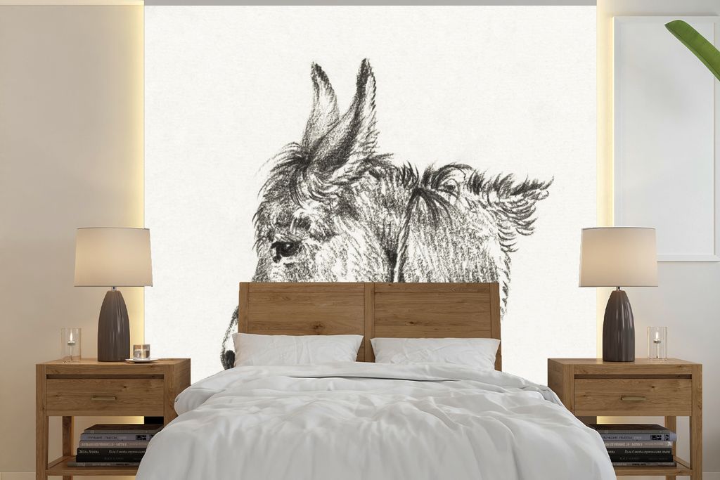 MuchoWow Fototapete für Wohnzimmer oder Schlafzimmer Wandtapete Vinyl Motivtapete Kopf einer Staffelei, nach links - Gemälde von Jean Bernard -...