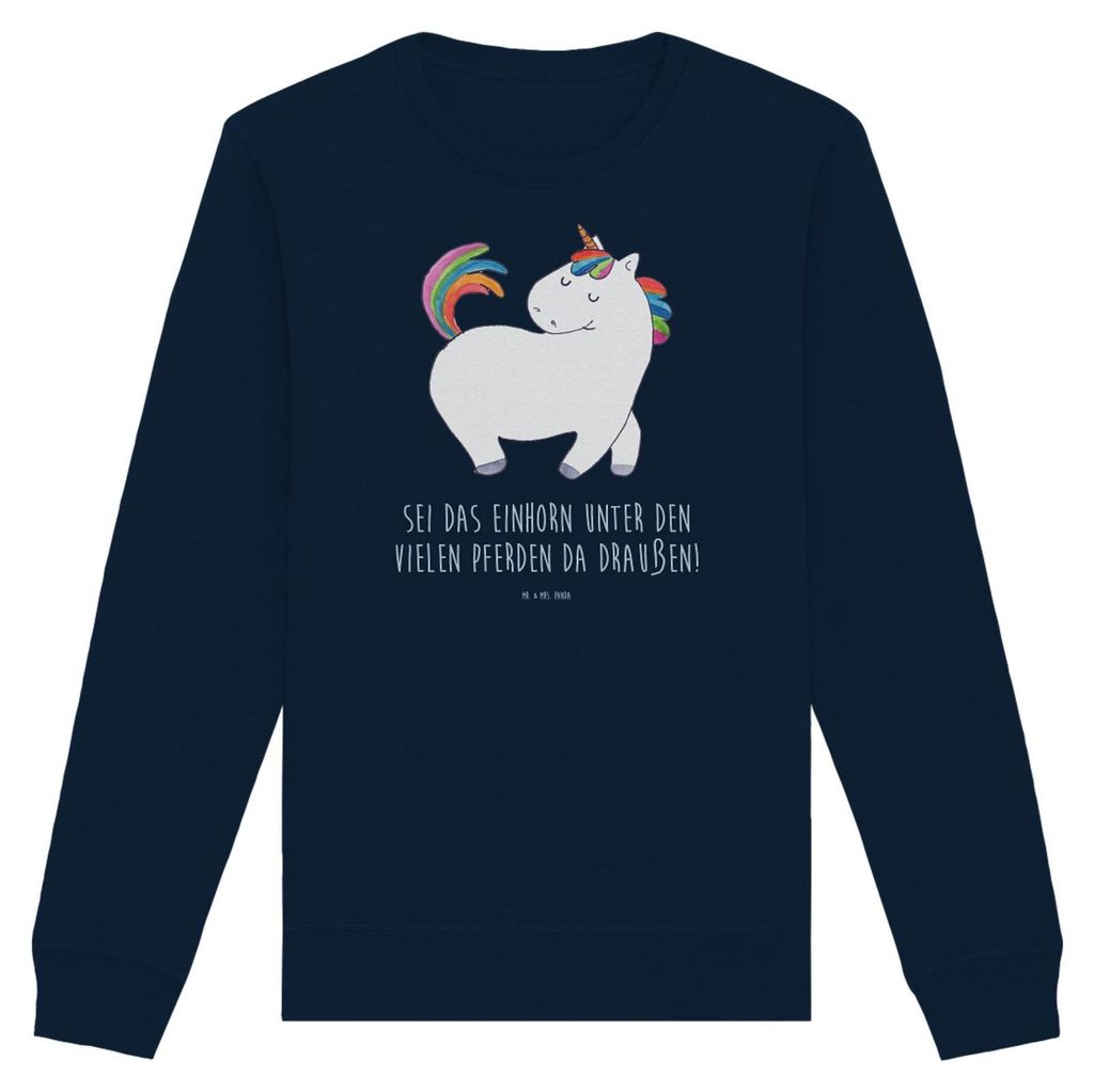 Mr. & Mrs. Panda Nachhaltiger Pullover Einhorn Stolzieren Größe XS - French Navy - Geschenk, Baumwoll, Unicorn, Freundin, Reiter, Sweatshirt, Bio...