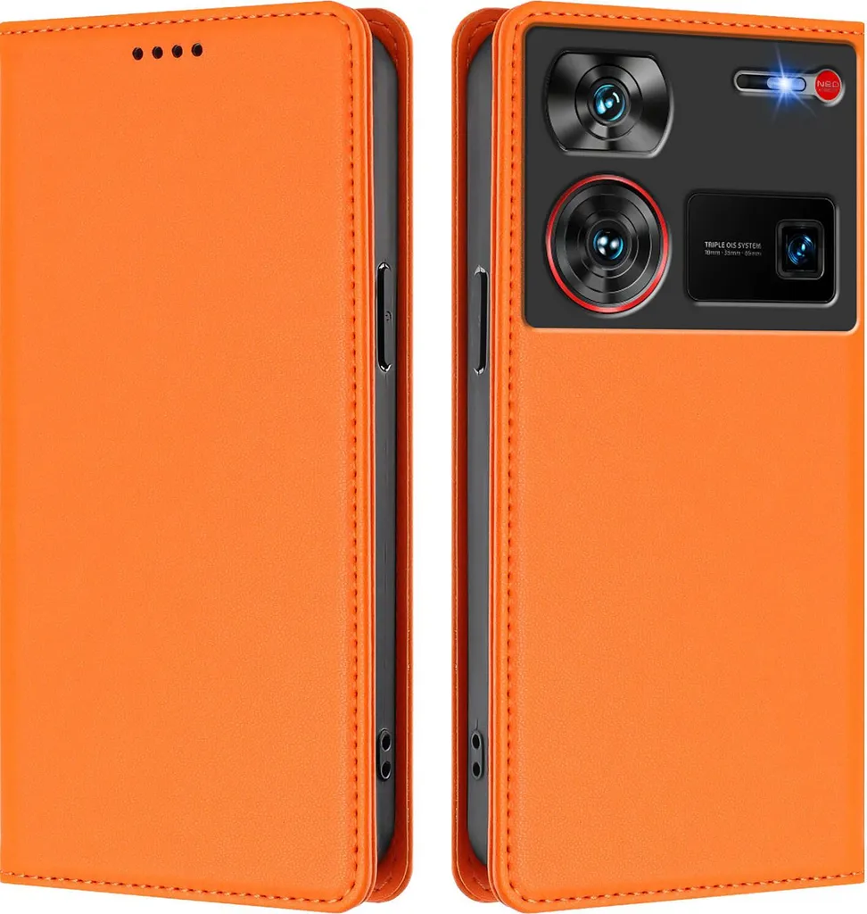 Protezione Nubia Z60 Ultra: Flip Cover Arancione in Pelle Sintetica
