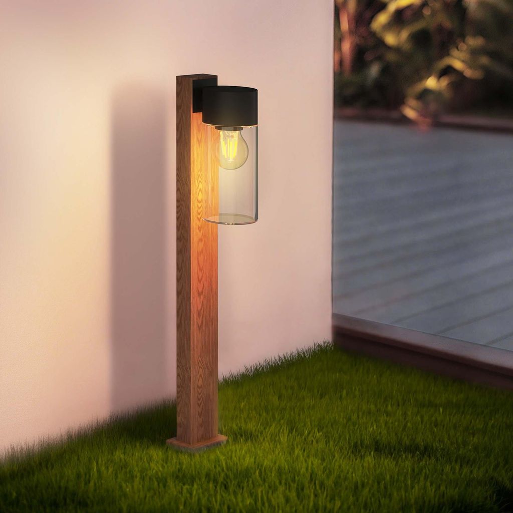 Ledvion - LED stehende Außenlampe, Holz, 50 cm, E27 -Anpassung, IP44, Gartenlampe für draußen