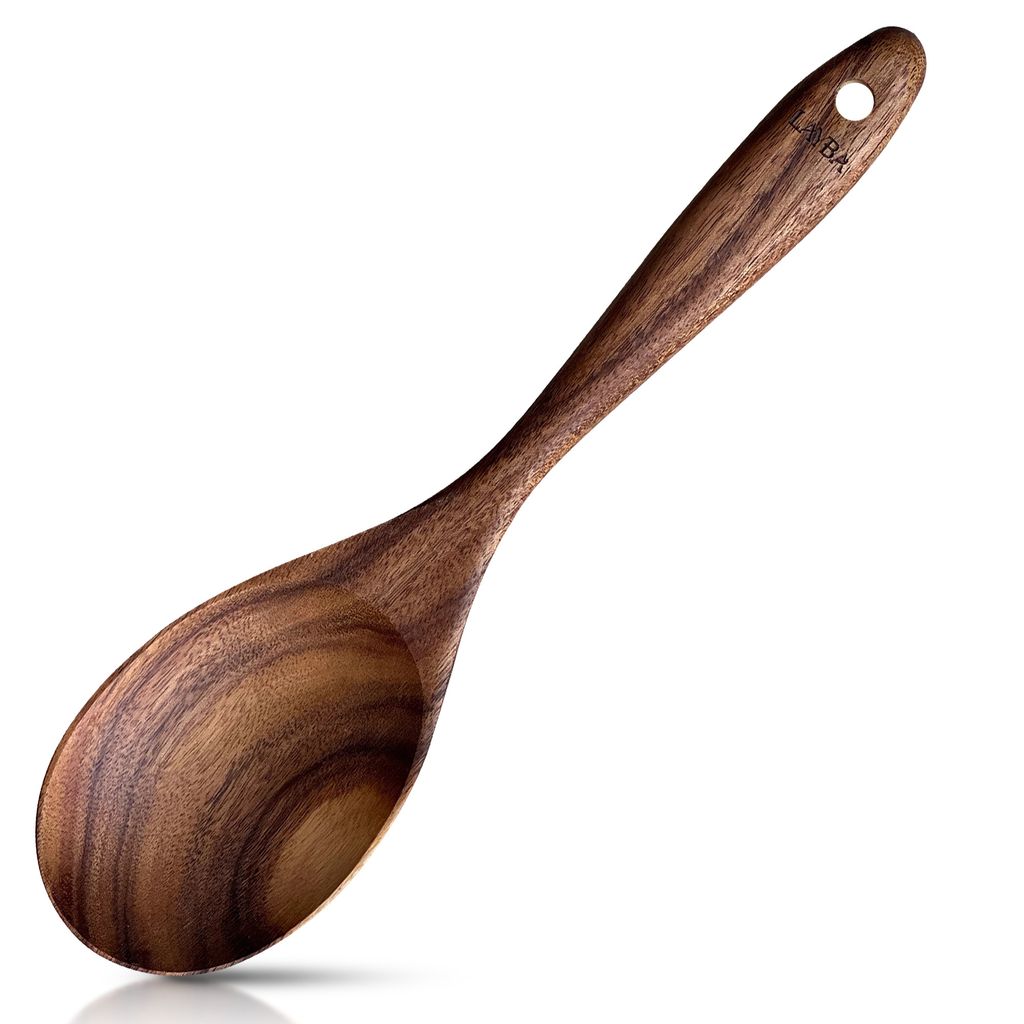 LAYBA Cucchiaio in legno, cucchiaio da portata in teak (26 Immagine del prodotto 