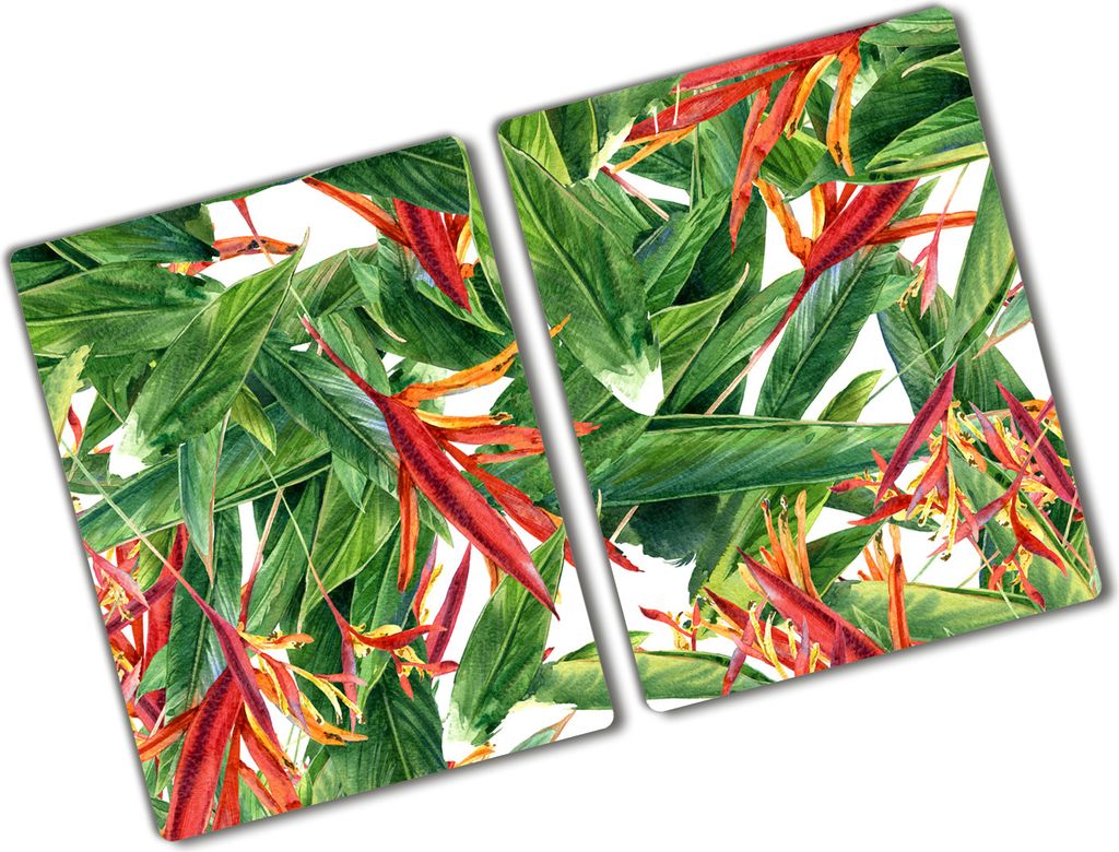 Tulup Glas Herdabdeckplatte - 2x40x52 cm - Glaskeramikkochfeld-Abdeckung Spritzschutz Glasabdeckplatte Kochplattenabdeckung und Schneidebrett - Zwe...