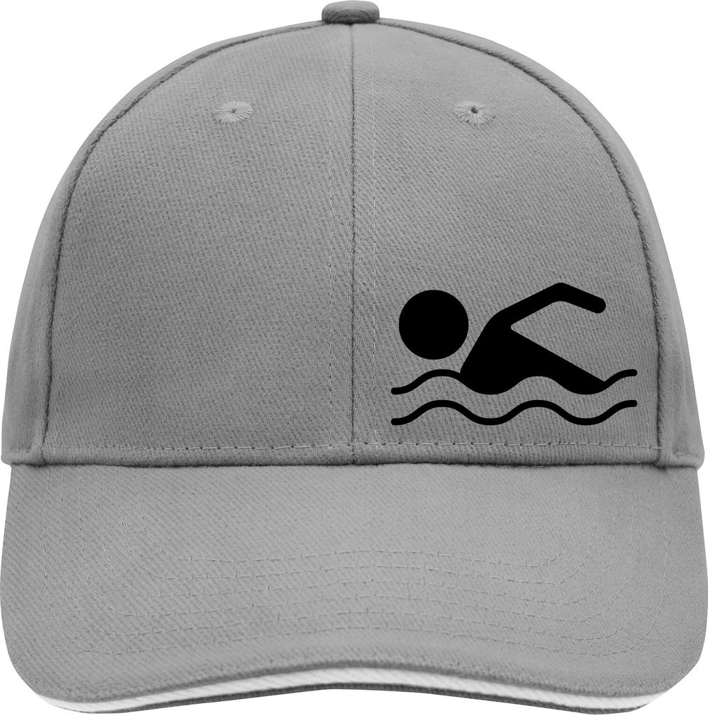 Huuraa Cappy Mütze Schwimmen Silhouette Dark Grey/White Baumwolle 6-Panel Kappe Geschenkidee