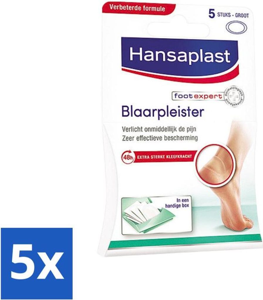 Hansaplast - Blasenpflaster - Fußpflege - Anti Blasen - Wasserfest - Großes Pflaster - Inselpflaster - Groß L - 5 Pflaster - Vorteilspack - 5 St...