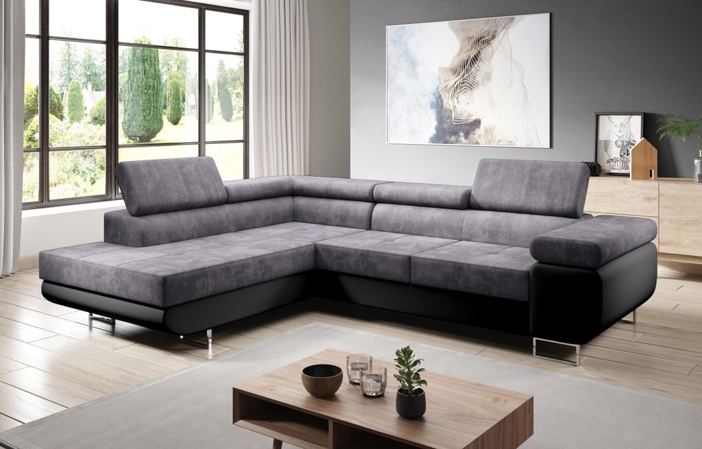 FurMeb24 - Ecksofa AVIO L - LINKE SEITE , Sofa mit Bettk€sten und Schlaffunktion - (Kronos 22 + Madryt 1100)