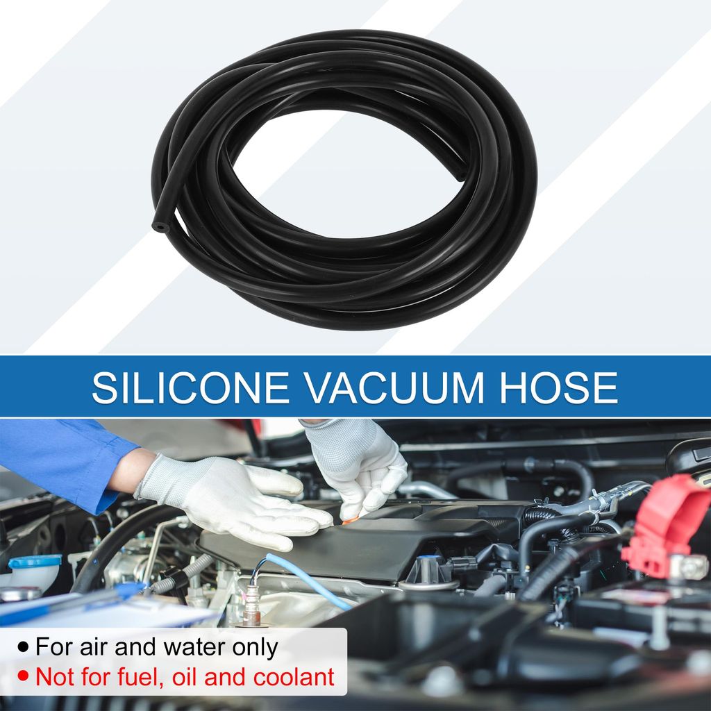 Silikon-Vakuumschlauch Hochtemperatur 15FT 1/8" 3mm ID 2,5mm Dicke Automobil-Vakuumschlauch Silikon Schwarz 1 Stück