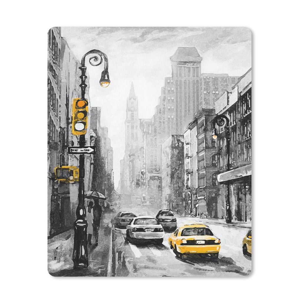 MuchoWow Mauspad Mousepad Gemälde - Ölfarbe - Stadt - Auto 19x23 cm - Mousepads - Maus Mat - Pad - Mausunterlage - Mauspads - Spielen