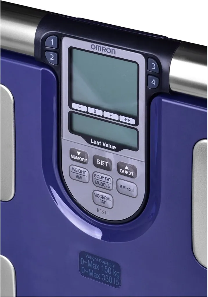 Bilancia Elettronica Omron BF511: Design Quadrato e Precisione Blu - 6