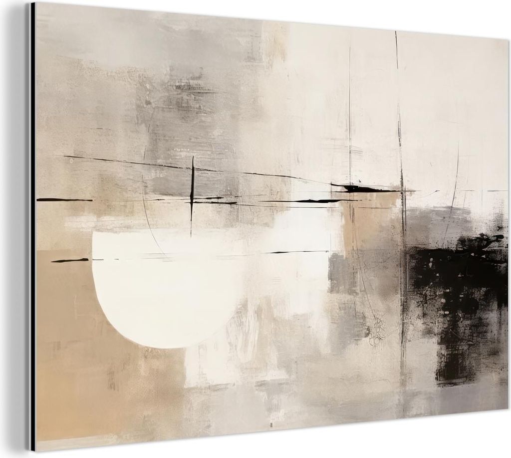 MuchoWow Wanddekoration Metall Metallbild Wandkunst 150x100 cm Abstrakt - Kunst - Grau MuchoWow Aluminium Gemälde - Alu Dibond Bild