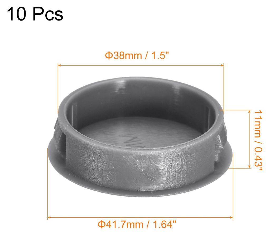 38mm/1.5" Kunststofflochstopfen, 10 Stš¹ck flache runde Einsteckbefestigungen zum Verschlie?en von M?bel- und Paneel?ffnungen, grau