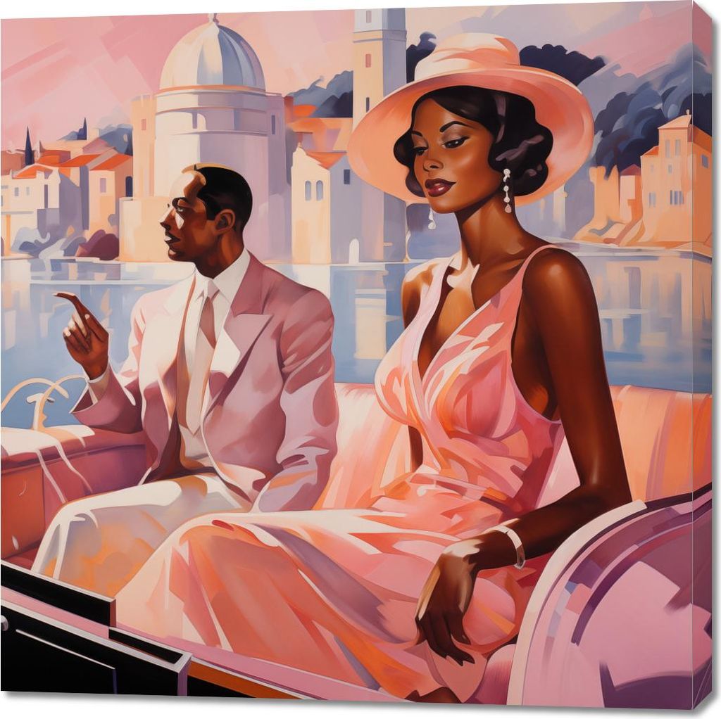 Bild 100x100cm Begegnung an der Riviera