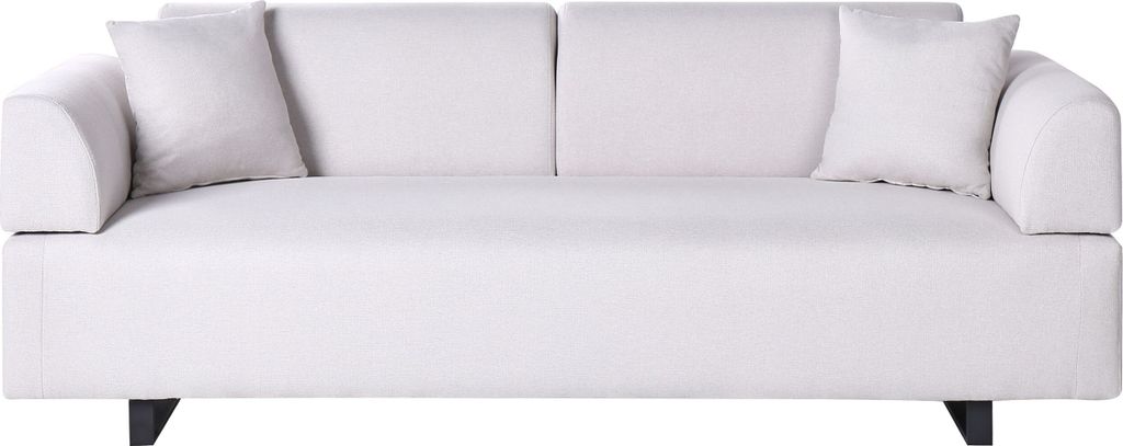 BELIANI Sofa mit Beistelltischen Beige Polyester 3-Sitzer Abnehmbare Armlehnen und Rückenlehne mit 2 Beistelltischen