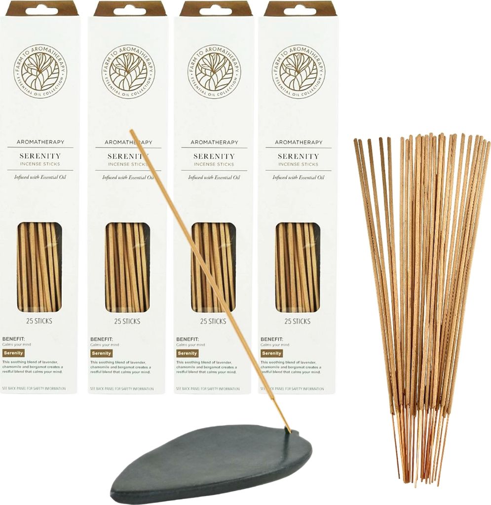 Räucherstäbchen Aromatherapie Serenity 100 Stäbchen inkl. Räucherstäbchenhalter aus Speckstein