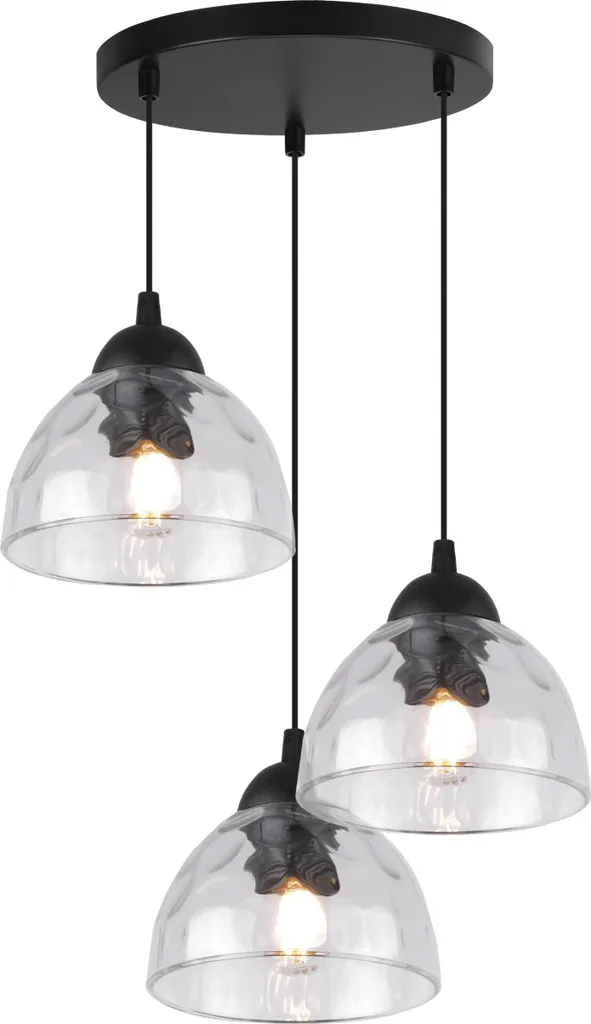 Lampada a sospensione Venice 3 luci vetro trasparente E27 per interni - 2