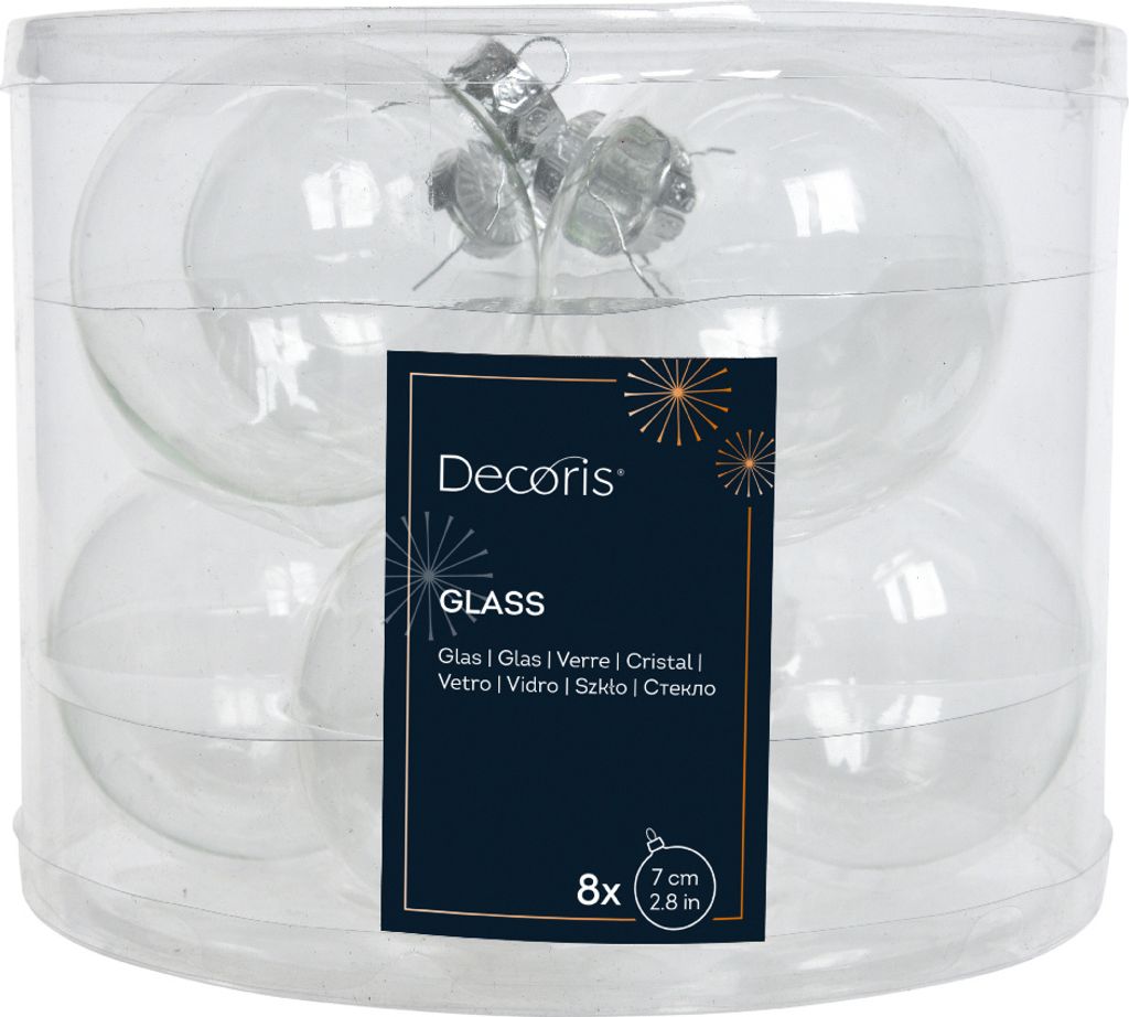 Weihnachtskugeln Glas 7cm x 8 Stück - Klar transparent Produktbild 