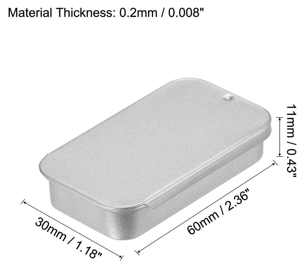 3Stk Rostfrei Metalld?schen Metall Blechdose Metalldosenbeh?lter Wei?blech mit Schiebedeckel Mini 2.36"x1.18"x0.43" Silberton