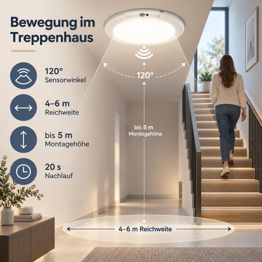 2er Bewegungsmelder Akku Lampe 4200mAh Decke Sensorlicht