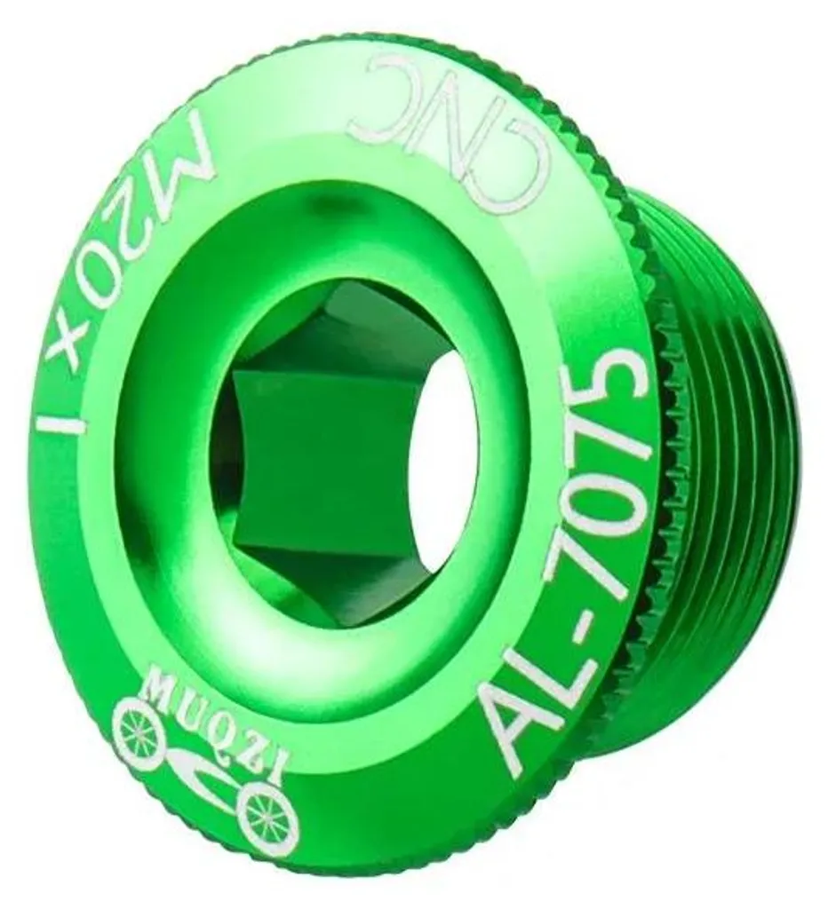 Bouchon de pédalier M20 vert en aluminium pour vélo de route et VTT