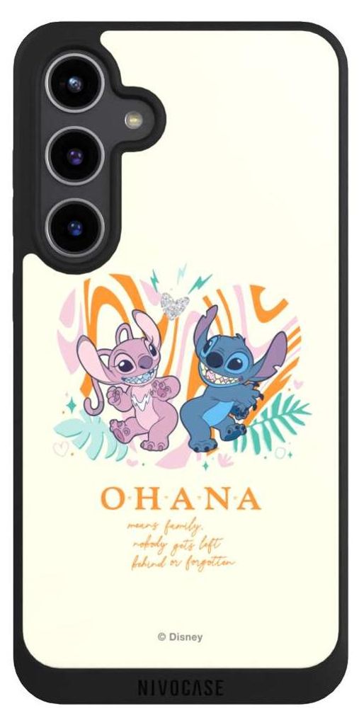 NIVOCASE Handyhülle für Samsung Galaxy S24+ Hülle NIVOpure Case Schwarz Disney Offizielles Lizenzprodukt Lilo & Stitch