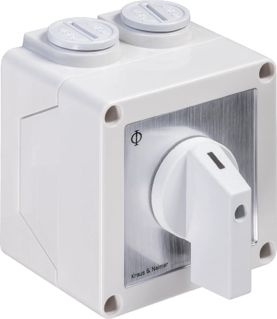 Kraus & Naimer Umschalter m.0,3polig,60°,AP-Geh.IP42 Ith=25A, P=7,5 kW(AC3,400V AC),2 x 4 mm², 1 Stk.