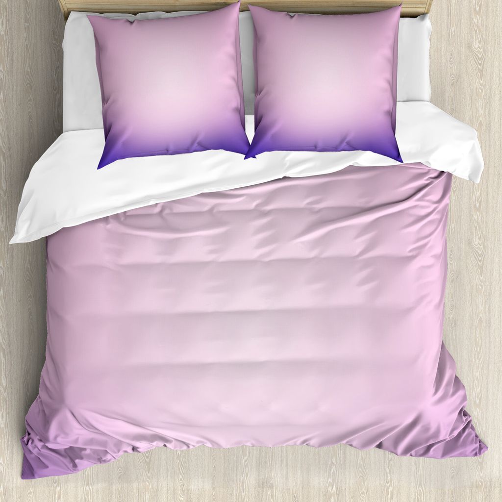 ABAKUHAUS Lavendel Bettbezug, Rosa und Lila Ombre, Milbensicher Allergiker geeignet mit Kissenbezügen, 155 cm x 220 cm - 80 x 80 cm, Pale Pink Fli...