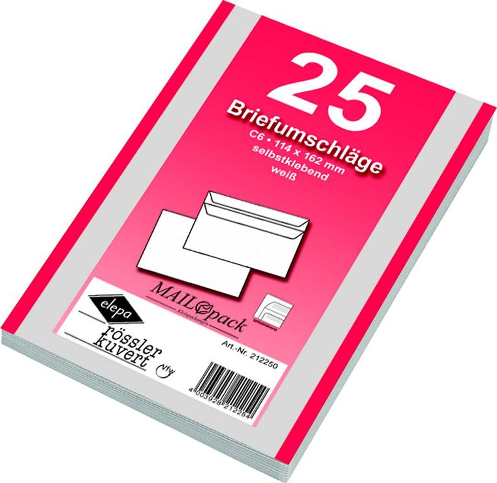 1000 (40x 25Stk) Briefumschläge Din C6 Kuvert weiß selbstklebend