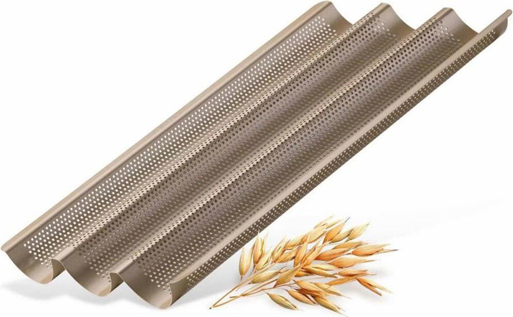 Zenker 3er Baguetteblech Dein Brot!, Stahlblech mit ILAG-Beschichtung, Gold, 35 x 25 cm, 7314