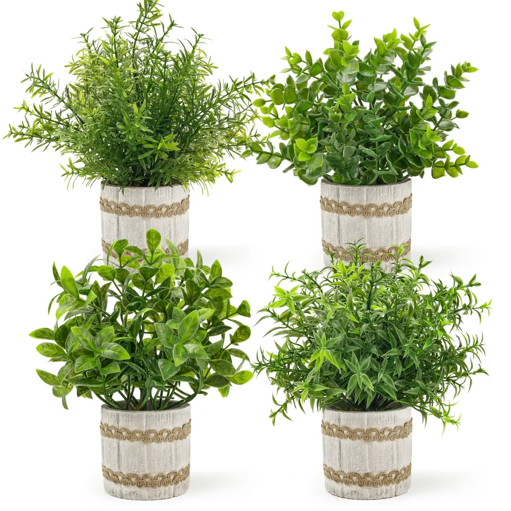 Mini plante artificielle d'intérieur en lot de 4 pour la maison