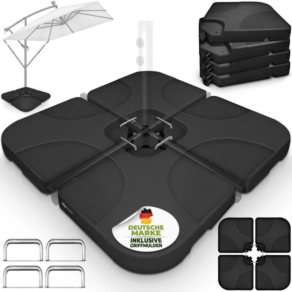 tillvex® Pied de parasol noir 60 litres / 80 kg - 4 pièces Image du produit 