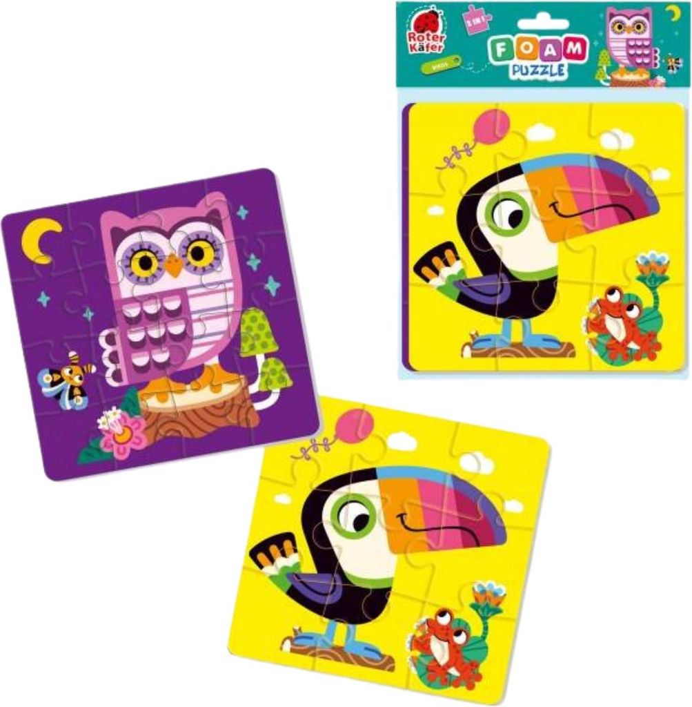2-in-1 Schaumstoffpuzzle Tukan und EULE für die Kleinsten Rotes Käferpuzzle