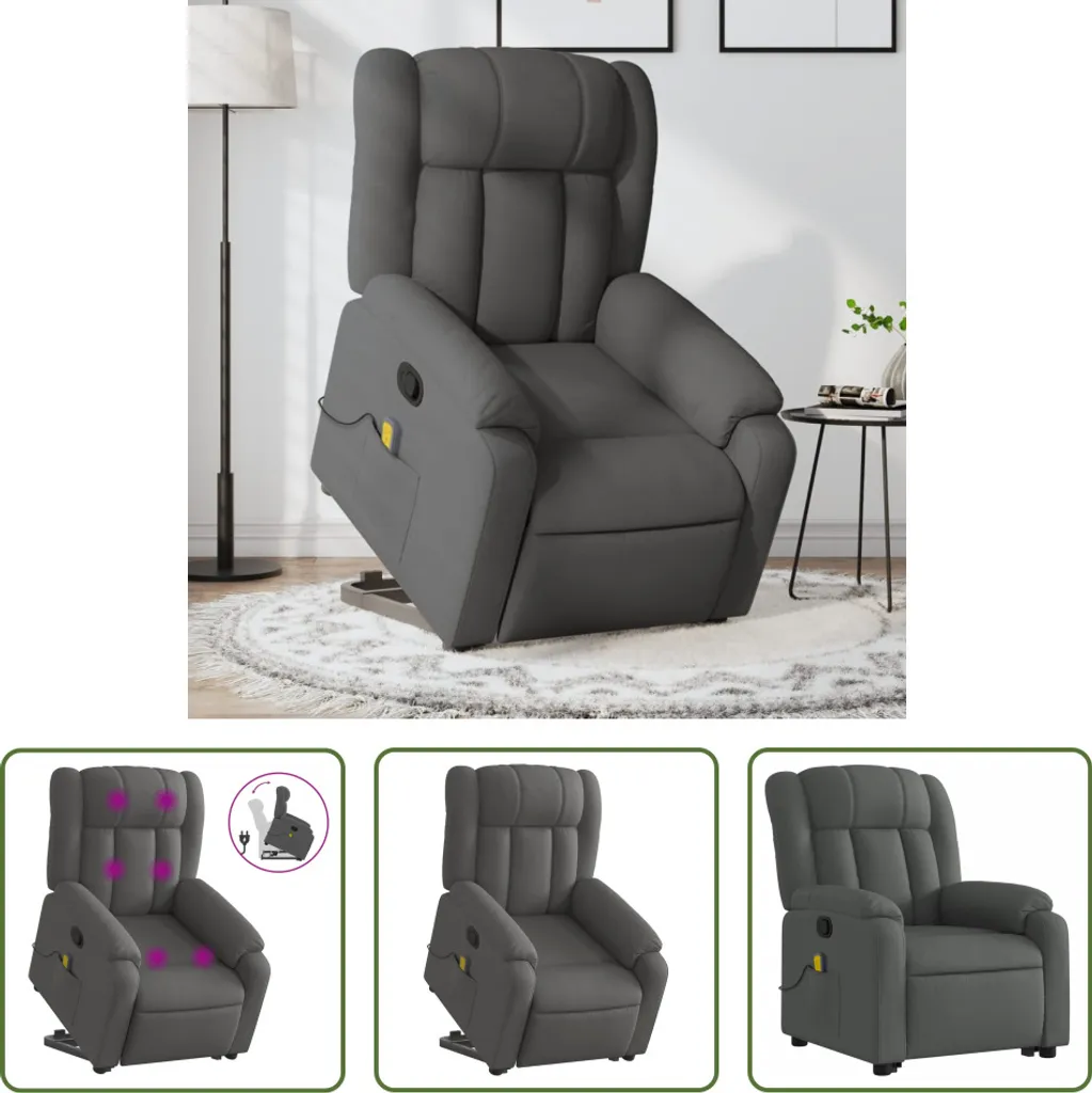 Fauteuil de massage contre le mal de dos avec releveur en tissu gris