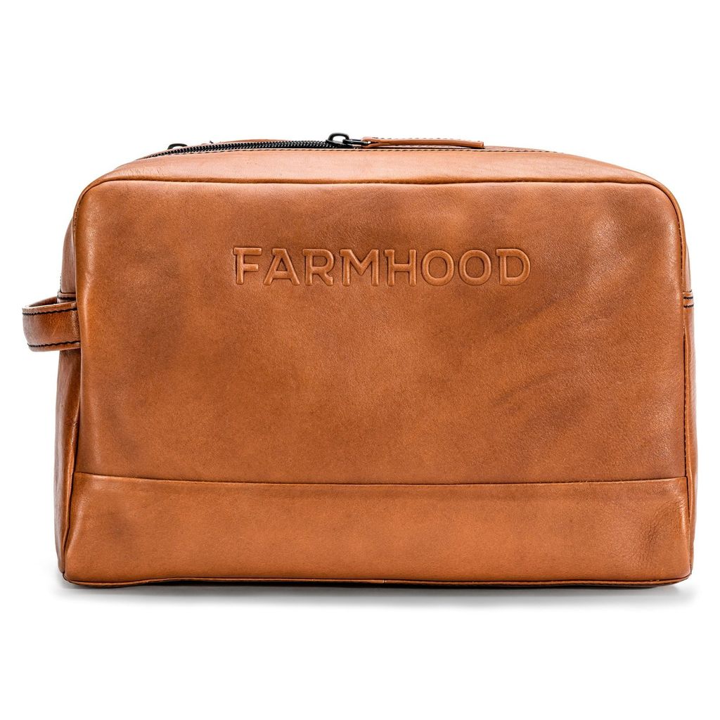 Farmhood Leder Kulturbeutel Memphis Toiletry Bag Cognac terracotta