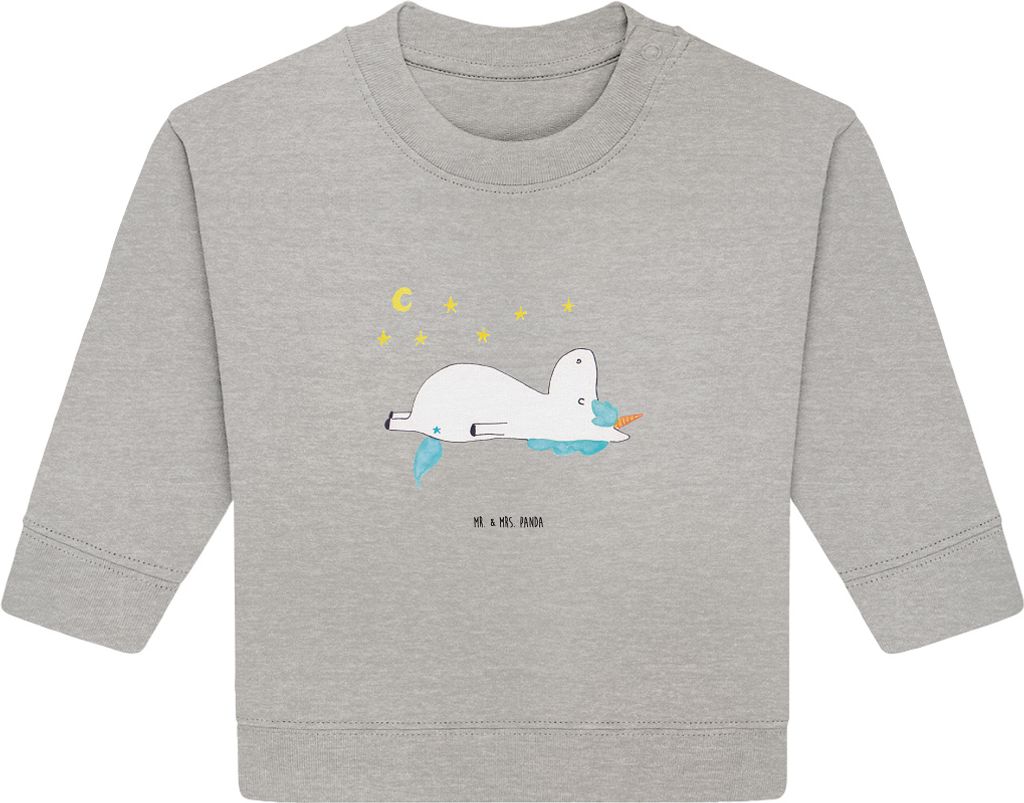 Mr. & Mrs. Panda Organic Baby Pullover Einhorn Sternenhimmel 12. - 18. Monat - Heather Grey - Geschenk, Unicorn, Sterne, Einhörner, Bullover, Verr...
