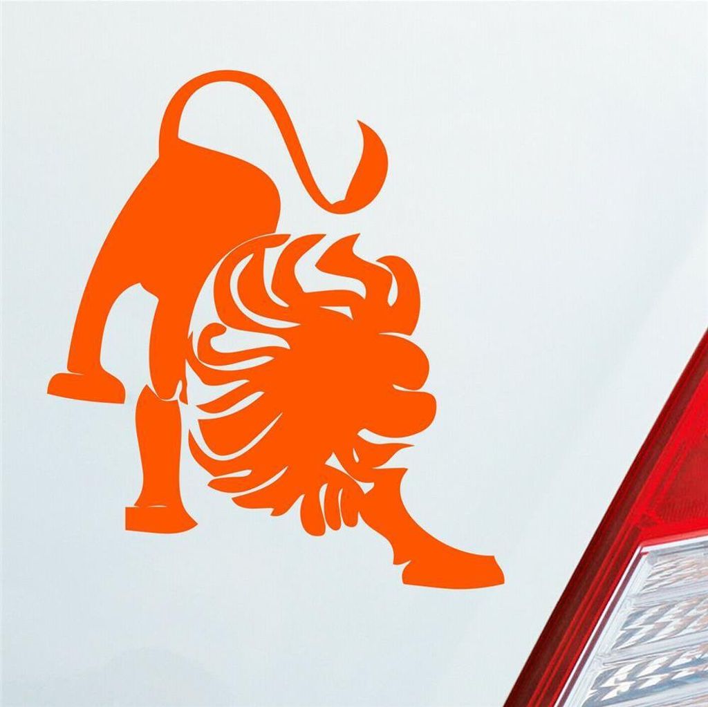 Auto Aufkleber Sternzeichen Löwe Lion KFZ Roller 9x10 cm Orange Sticker Heckscheibenaufkleber