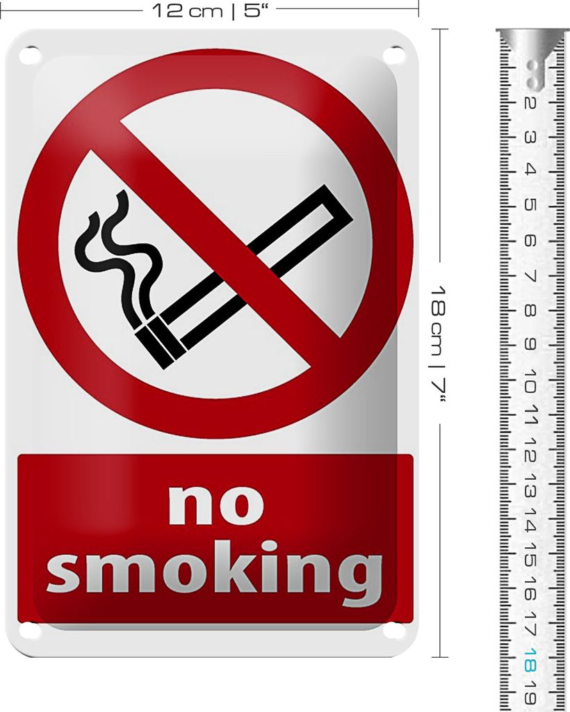Blechschild Warnschild 18x12cm No Smoking