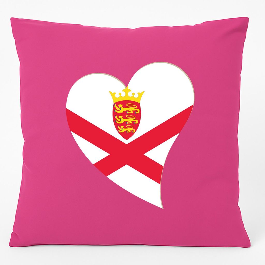 Huuraa Kissen Jersey Flagge Herz 40x40cm mit Füllung Fuchsia Baumwolle Dekokissen Geschenkidee