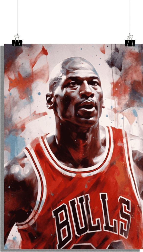 Basketball Poster - Michael Jordan Poster - Chicago Bulls Trikot Poster - 61x91cm - Perfekt zum Einrahmen
