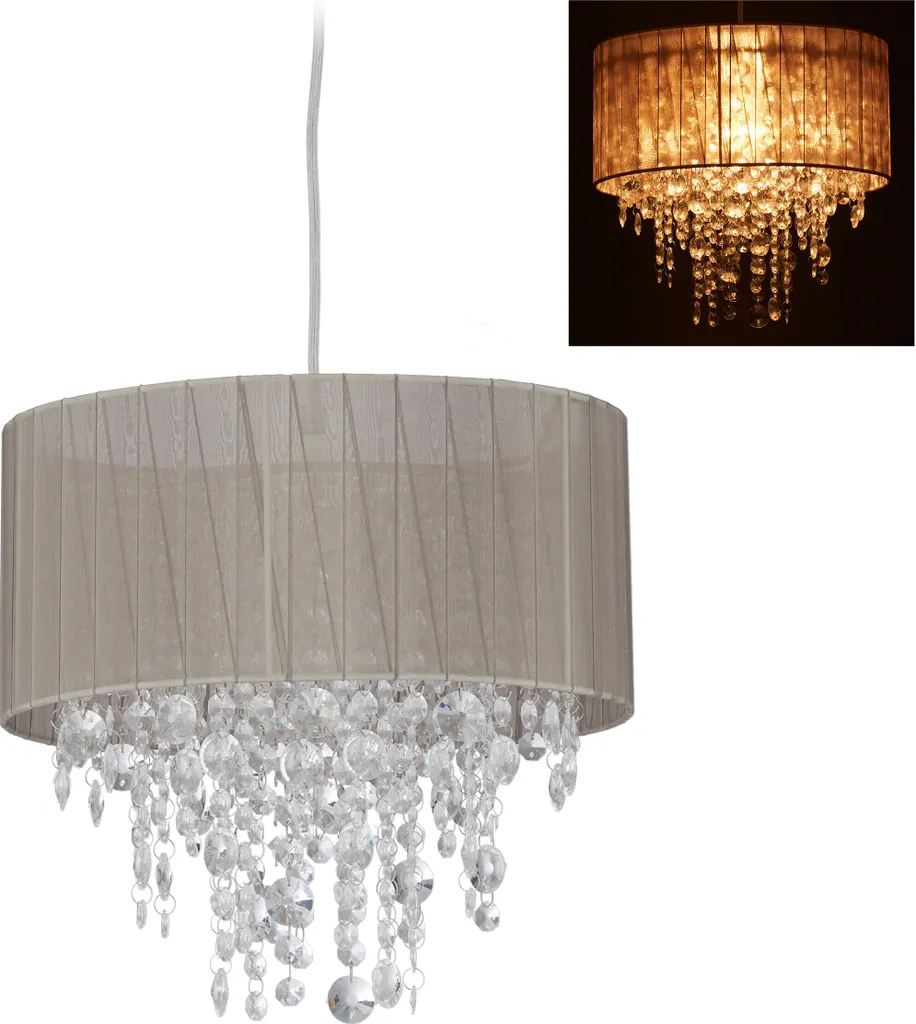 Lampadario Relaxdays Organza e Cristallo - Offerta Design Online