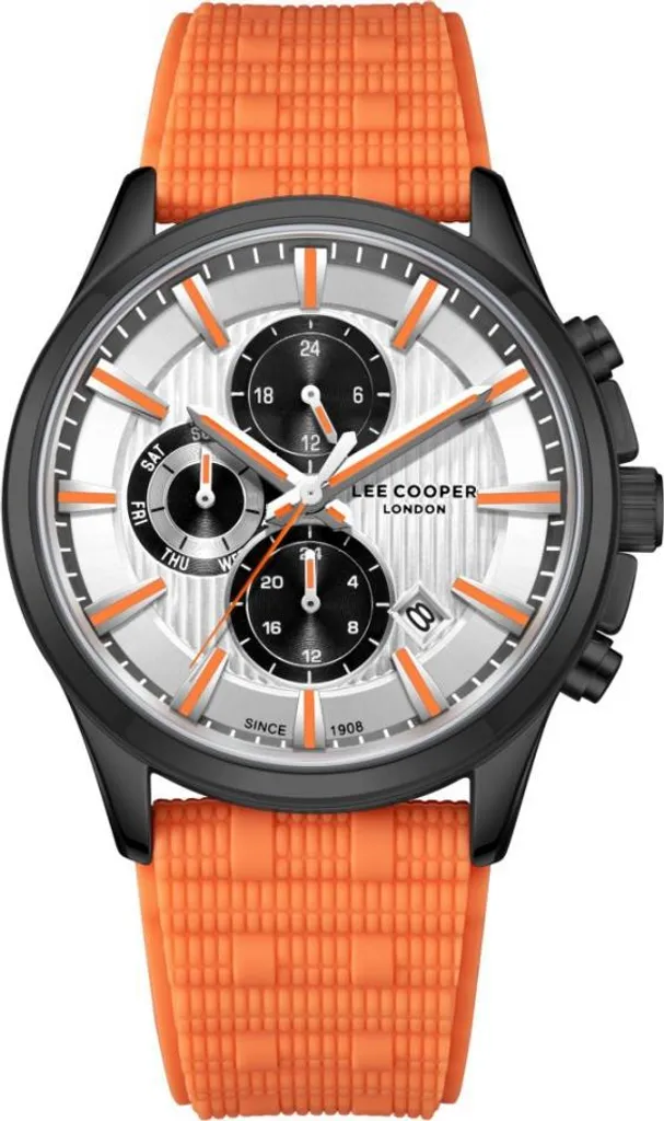 Montre Analogique pour Homme Lee Cooper en Silicone Orange et Noir Chic