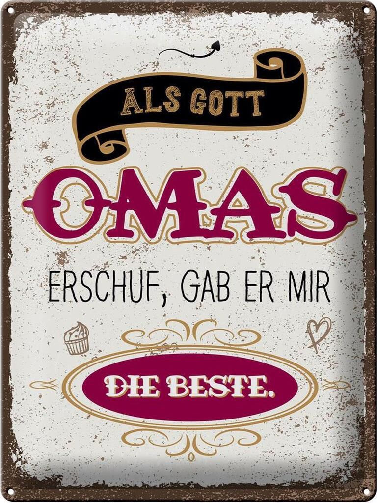 Blechschild Gott gab mir die beste Oma, 40 x 30 cm, Blechschilder