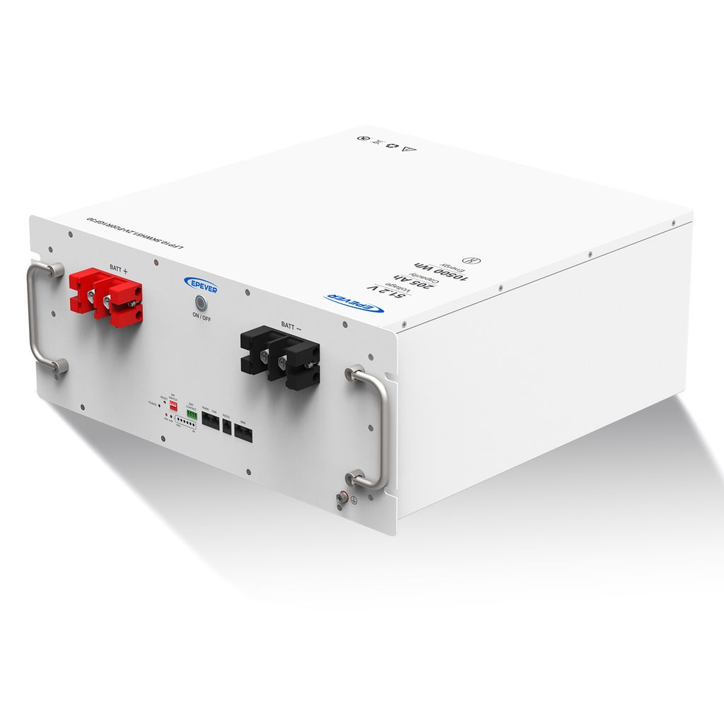 EPEVER Lithium Batterie LiFePO4 Batterien 51,2V 205Ah mit integriertem BMS, Batteriegestell-Montage, 0% MwSt