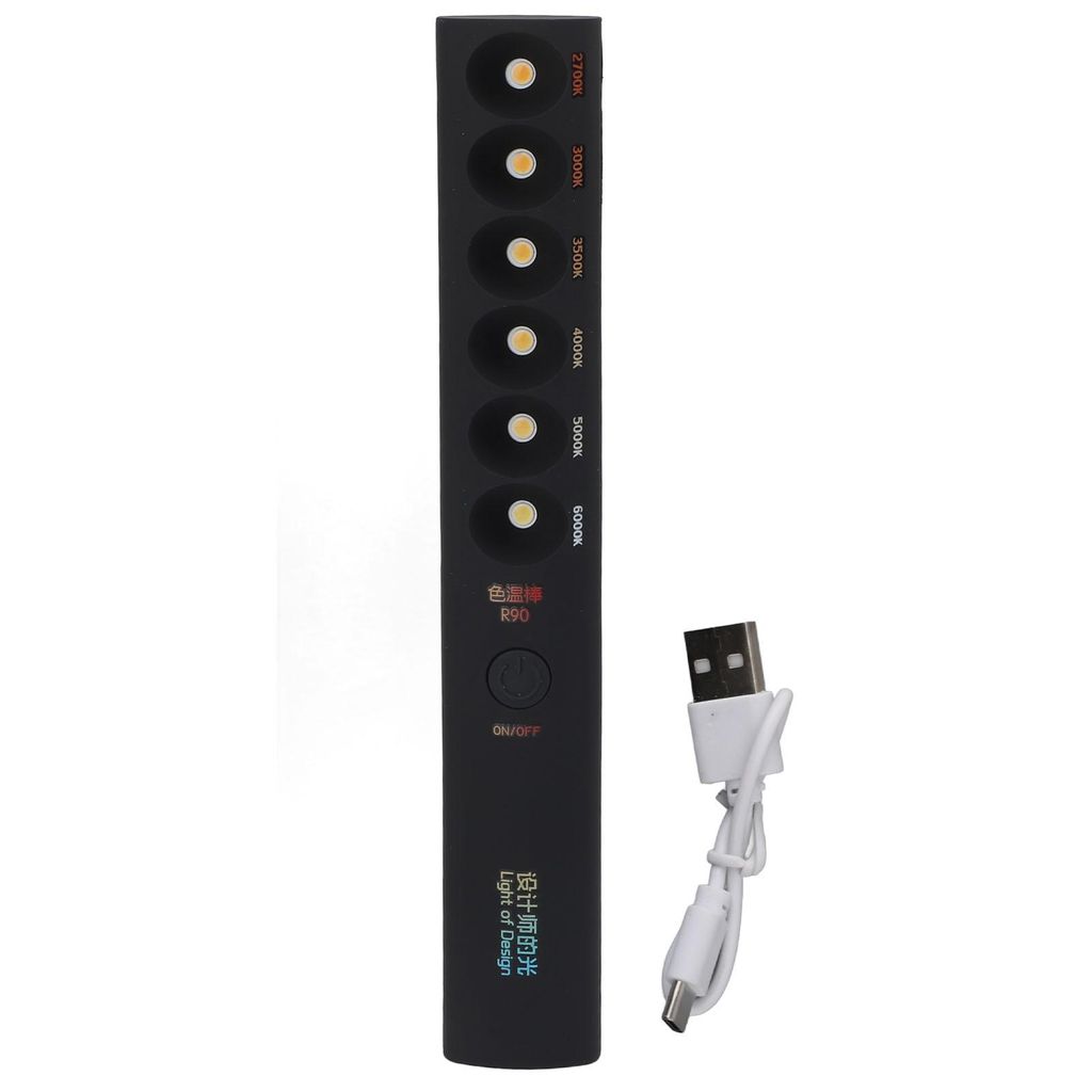 A black portable lamp stick and a white USB cable are displayed on a white background.
