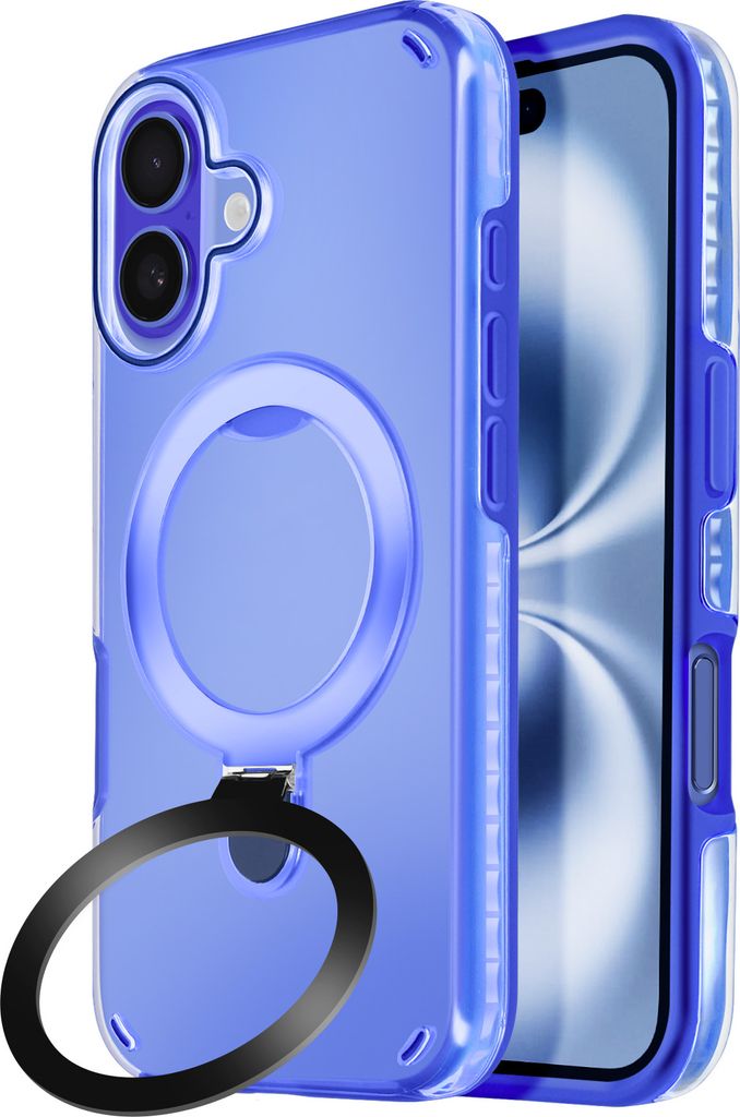Avizar, MagSafe Hülle für Apple iPhone 16 Stoßfest mit Klappständer, Blau
