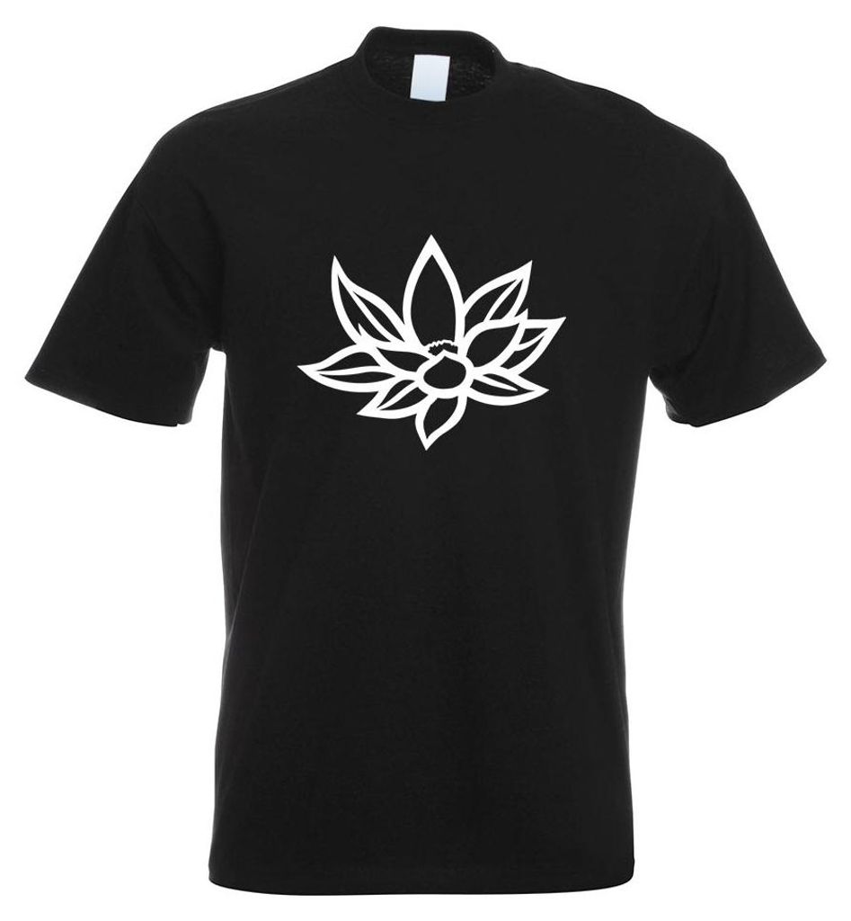 Kiwistar - T-Shirt - schwarz - Lotos Blüte Seerose Motiv Bedruckt Funshirt Design Print - mit Motiv Bedruckt - Funshirt Design - Sport - Freizeit ...