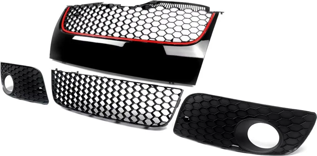 Grille de Pare-chocs Mesh MK5 avec Accents Rouges pour Jetta 06-09