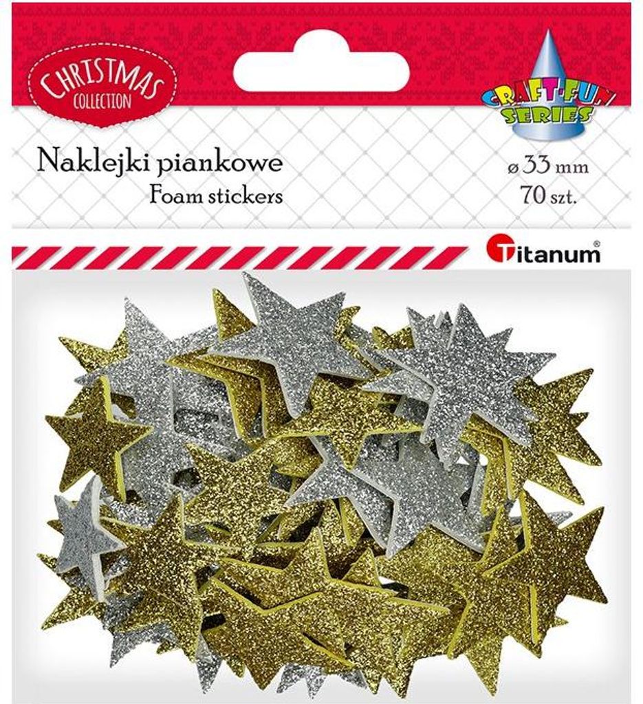 Schaumstoffaufkleber Gold und Silber Sterne 70 Stück Produktbild 